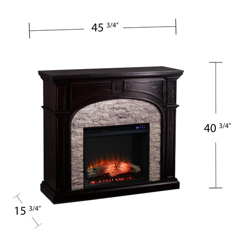 Image of Tanaya Touch Screen Electric Fireplace w/ Faux Stone