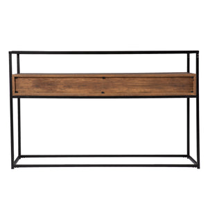 Industrial console table w/ glass top Image 6