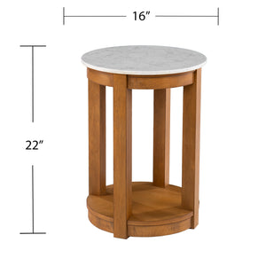 Faux marble top end table w/ display storage Image 9