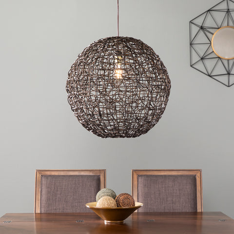 Image of Round pendant shade w/ woven look Image 1