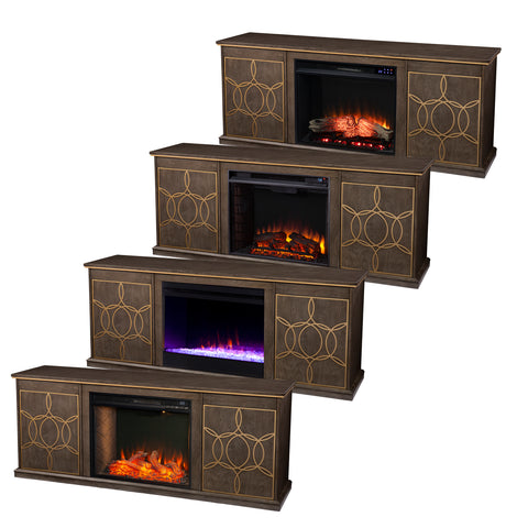 Image of Low-profile media console w/ electric fireplace Image 5