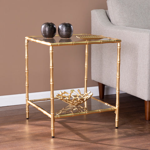 Image of Square side table w/ glass storage Image 1