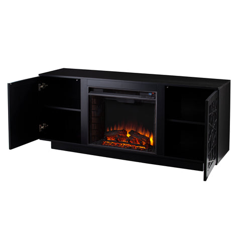 Image of Low-profile media cabinet w/ electric fireplace Image 8