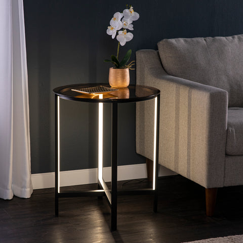 Image of Glass-top end table w/ LED lighting Image 8