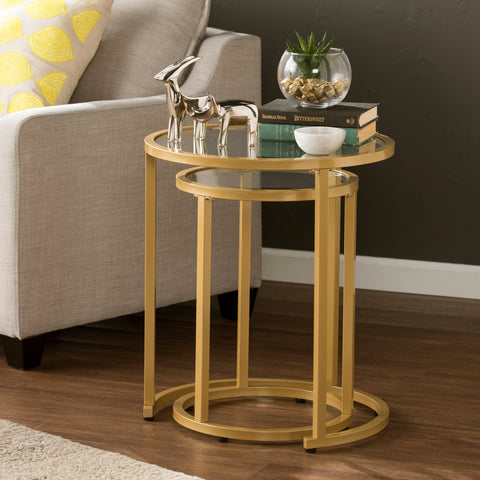 Image of Round nesting end table set Image 3