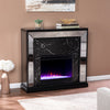 Elegant mirrored fireplace mantel w/ faux stone surround Image 1