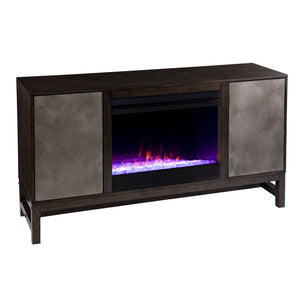 Fireplace media console w/ textured doors Image 5