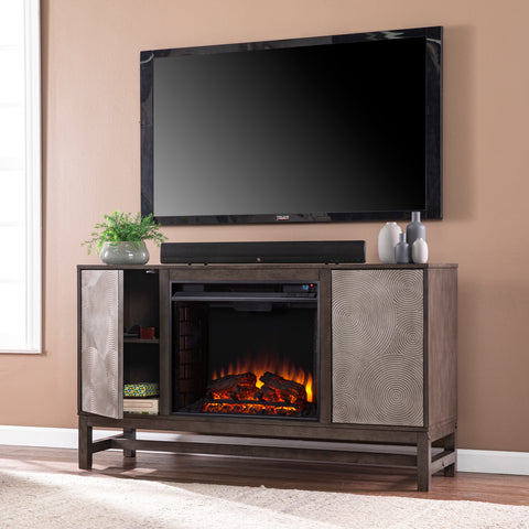 Image of Fireplace media console w/ textured doors Image 3