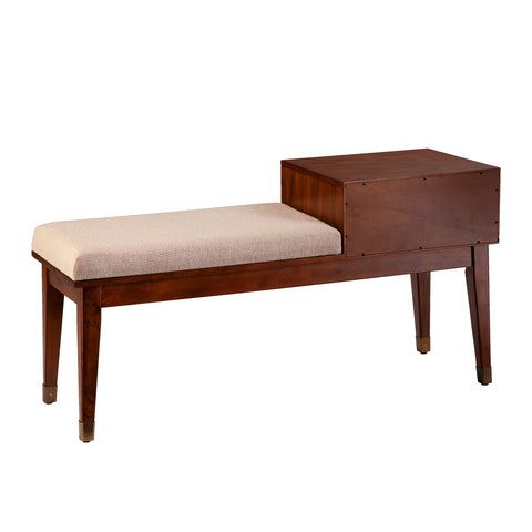 Image of Upholstered entryway bench w/ drawers Image 7