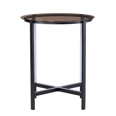 Image of Glass-top end table w/ LED lighting Image 6