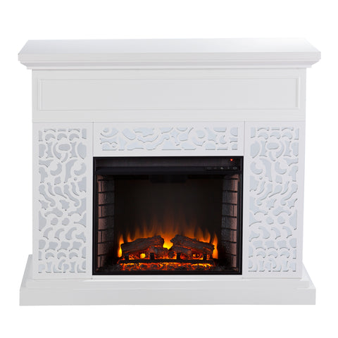 Image of Modern electric fireplace w/ mirror accents Image 3