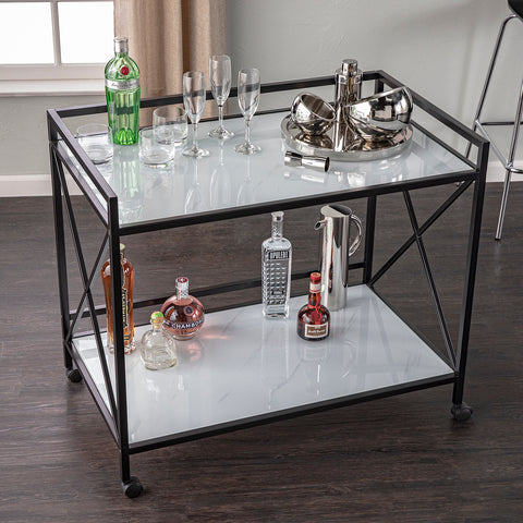 Image of Faux marble bar cart w/ wheels Image 7