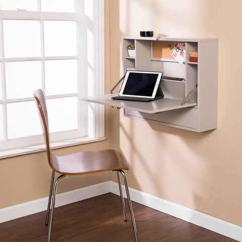 Image of Benwick Wall Mount Laptop Desk - Universal Style- Gray