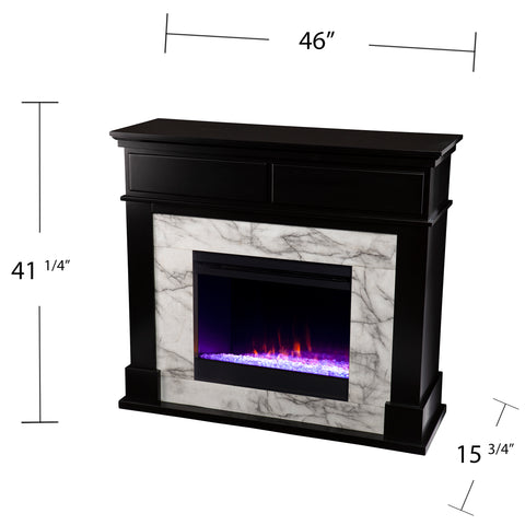 Image of Modern two-tone electric fireplace w/ color changing flames Image 7