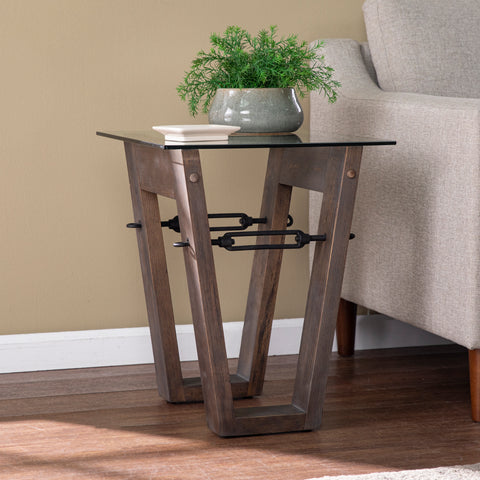 Image of Glass-top side table Image 1