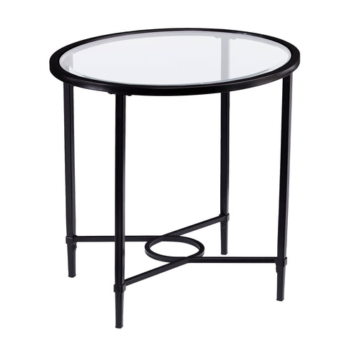 Image of Quinton Metal/Glass Oval Side Table