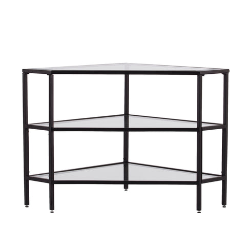 Image of Niles Metal/Glass Corner TV Stand - Black