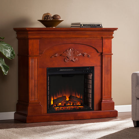 Image of Sicilian Harvest Electric Fireplace - Mahogany