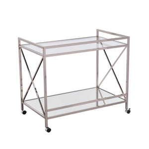 Glass-top bar cart w/ wheels Image 8