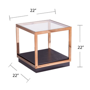 Square side table w/ glass top Image 7