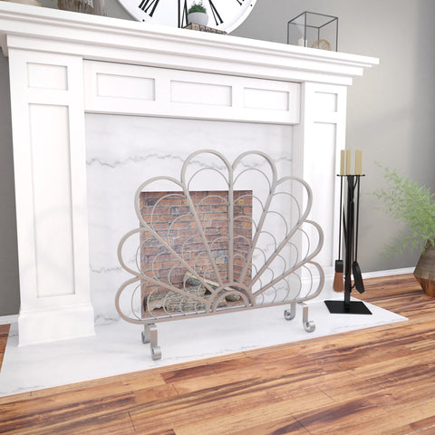 Image of Freestanding metal fireplace screen Image 1