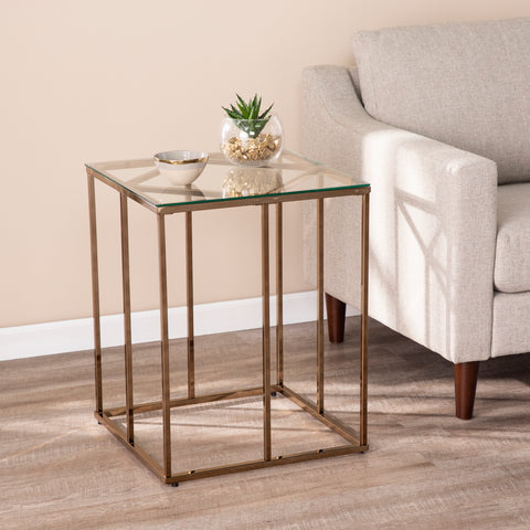 Image of Nicholance Contemporary End Table w/ Glass Top