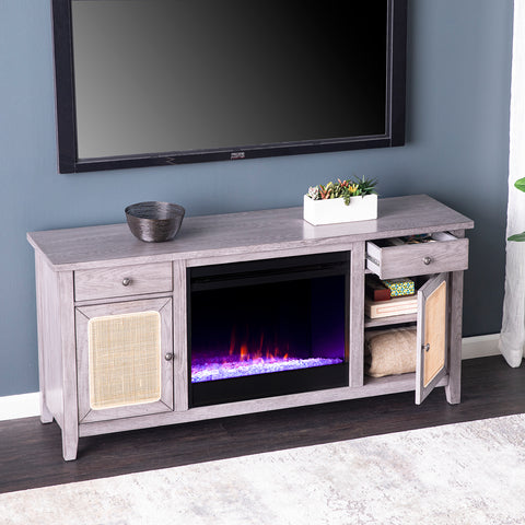 Image of Fireplace media console w/ storage Image 2