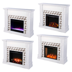 Classic electric fireplace w/ modern marble surround Image 9