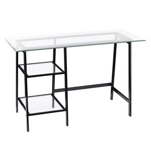 Simple sawhorse desk w/ wide-beveled glass top Image 5