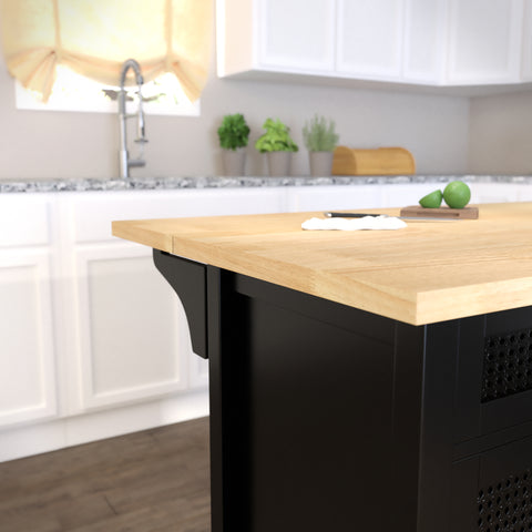 Image of Stationary kitchen island w/ drop-leaf countertop Image 2