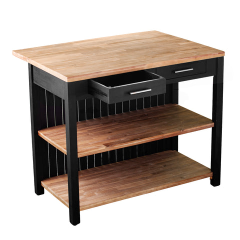 Image of Solid wood kitchen island w/ drop-leaf countertop Image 10