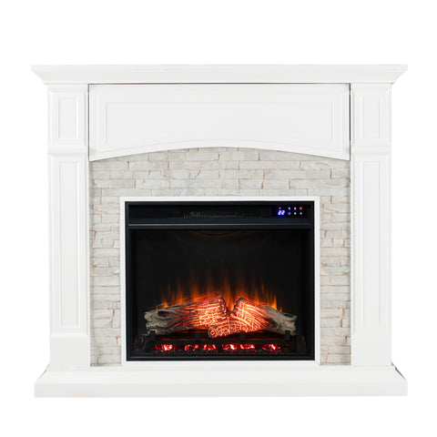 Image of Electric fireplace w/ faux stone surround Image 3