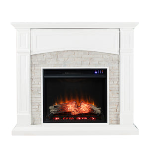 Electric fireplace w/ faux stone surround Image 3