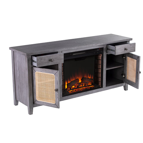 Image of Fireplace media console w/ storage Image 9