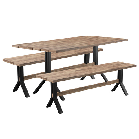 Image of Outdoor dining set with 2 benches Image 5