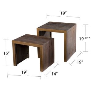 Reclaimed wood side table set Image 10