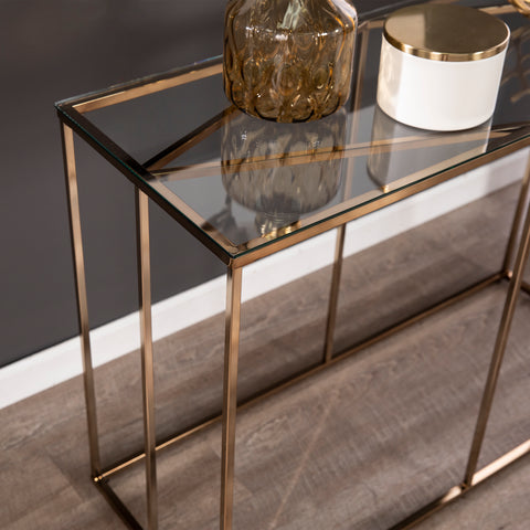 Image of Nicholance Contemporary Glass-Top Console Table