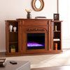 Handsome bookcase fireplace w/ striking woodwork details Image 1