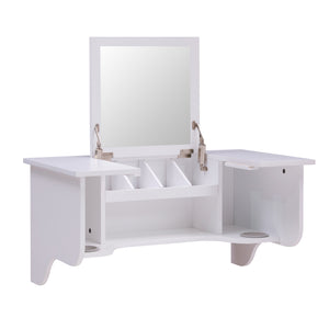 Wall Mount Ledge w/ Vanity Mirror - Transitional Style - White