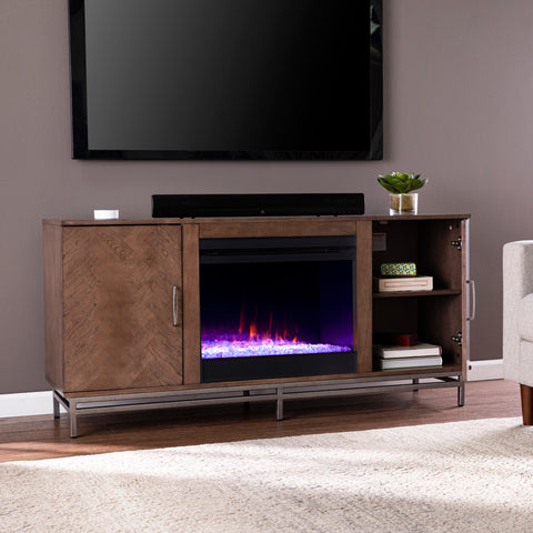 Image of Color changing fireplace w/ media storage Image 2