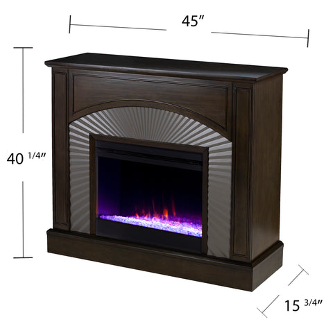 Image of Two-tone electric fireplace w/ textured silver surround Image 10