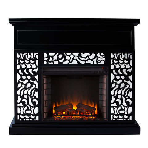 Image of Modern electric fireplace w/ mirror accents Image 4