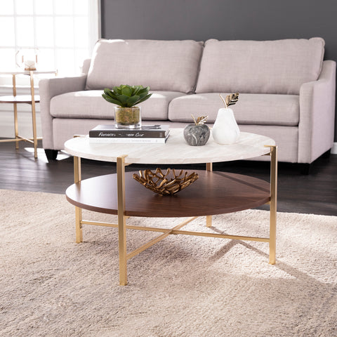 Image of Round coffee table w/ storage Image 1