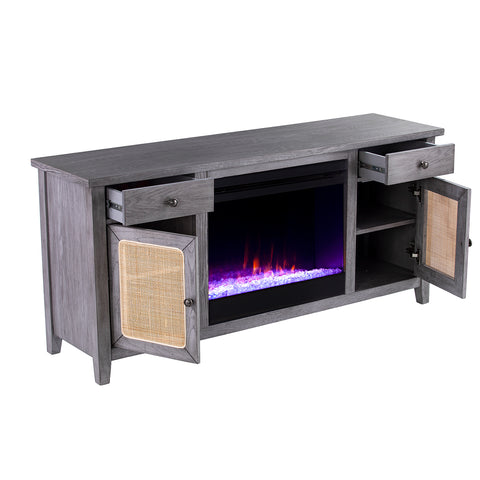 Image of Fireplace media console w/ storage Image 9