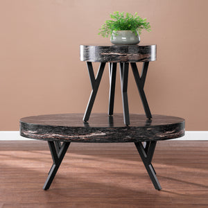 Twemlow Round Faux Marble End Table