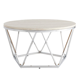 Faux stone round cocktail table Image 3