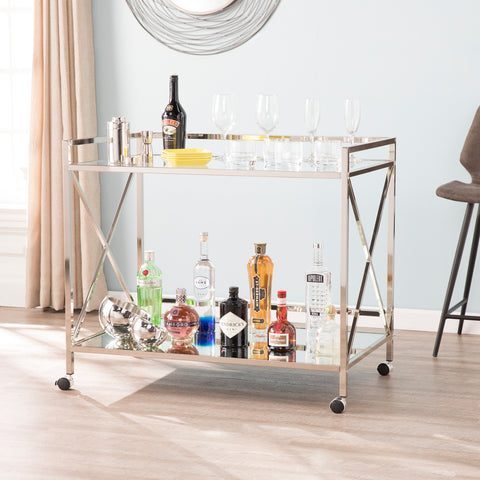 Image of Glass-top bar cart w/ wheels Image 1