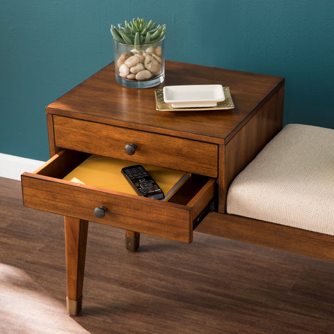 Image of Retro upholstered bench with storage Image 2