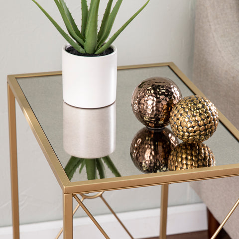 Image of End table w/ antiqued mirror tabletop Image 2