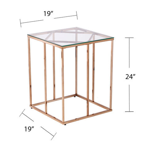 Image of Square side table w/ glass top Image 7